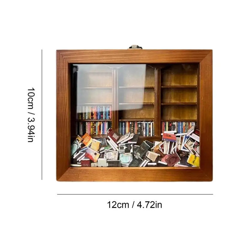 Mini Bookshelf Display Ornament Wooden Cabinet Miniature Stress Reliever Desktop Display Case To Shake Away Your Anxiety