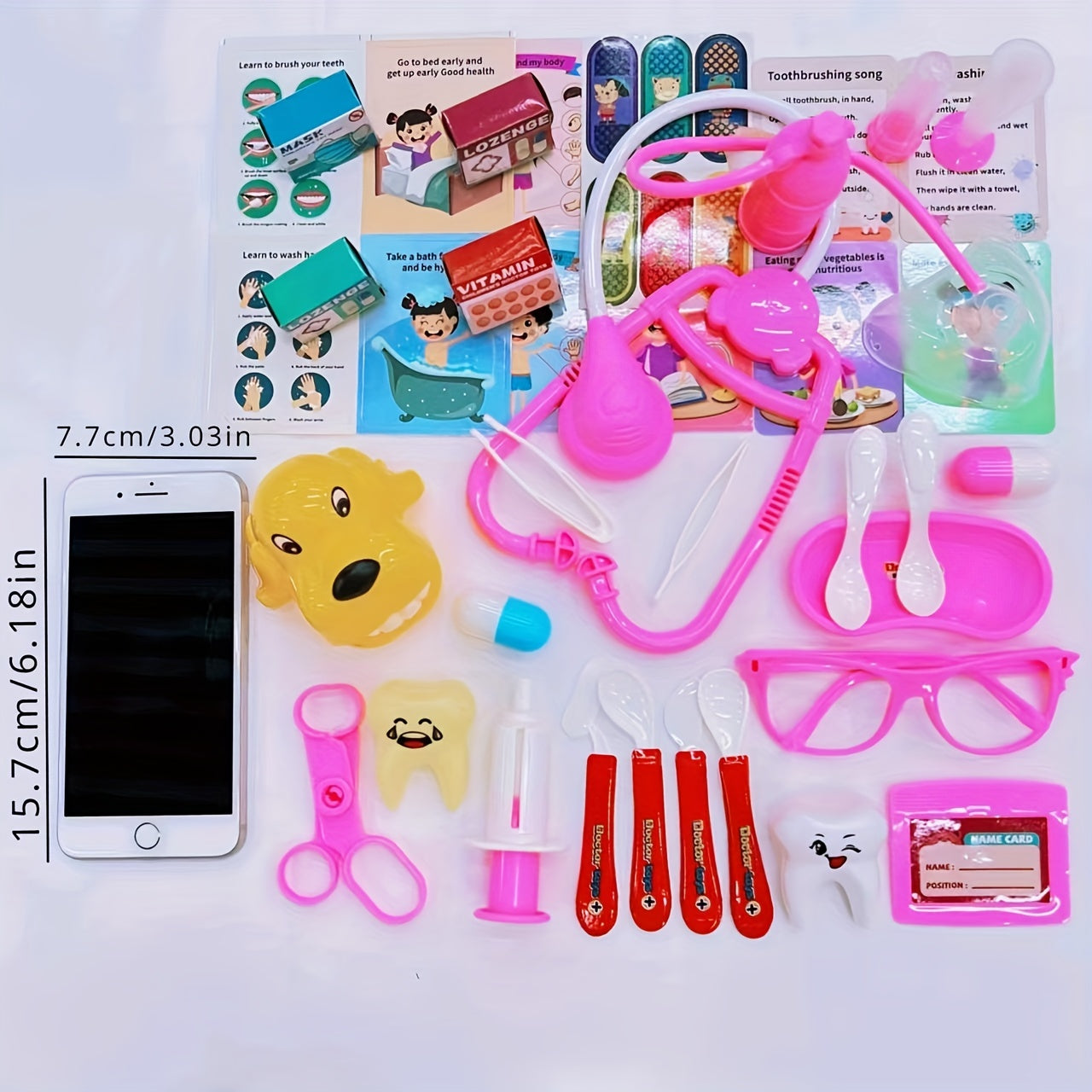 Doctor's Pretend Play Toys, Children's Doctor's Toy Set, Girls' Simulation Nurse's Stethoscope, Injection, Dental Pretend Play Baby Toys, As Halloween, Chrismas Gift (some Parts Are Randomly Colored)