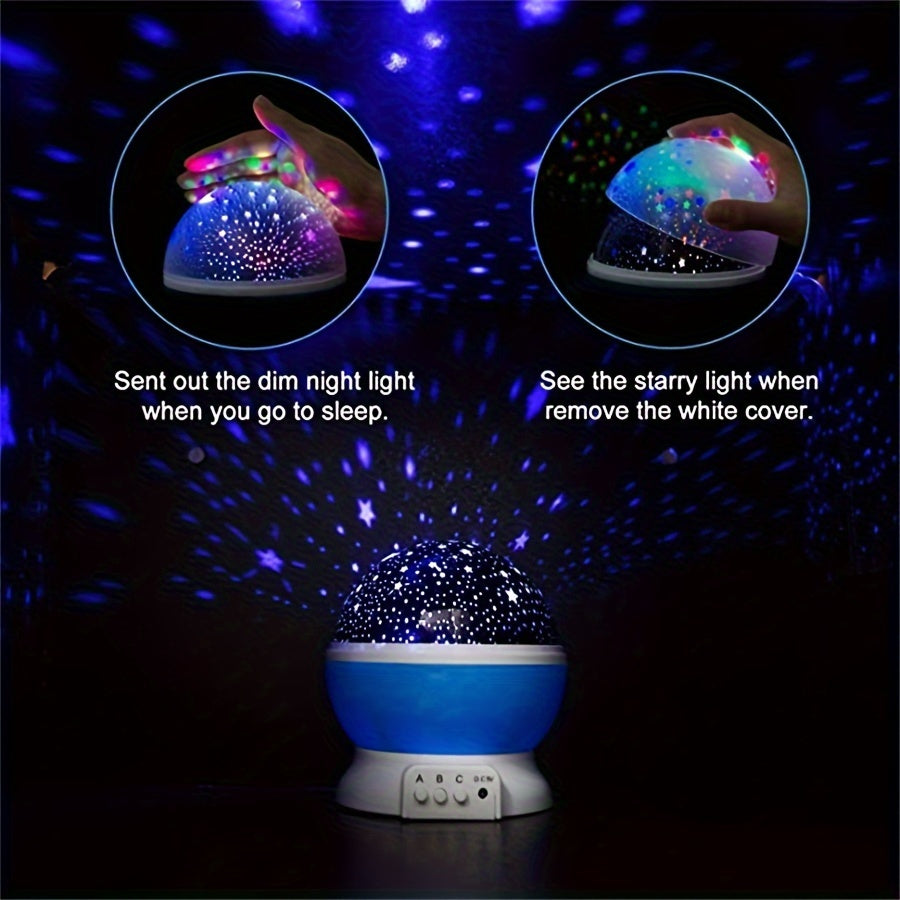 1pc Star Moon Night Light Projector - Starry Night Light For Bedroom Lamp Toys For Gifts Birthday, 360 Degrees Rotating Moon Star Projector, Colour Changing LED Night Light Lamps, Christmas Gifts