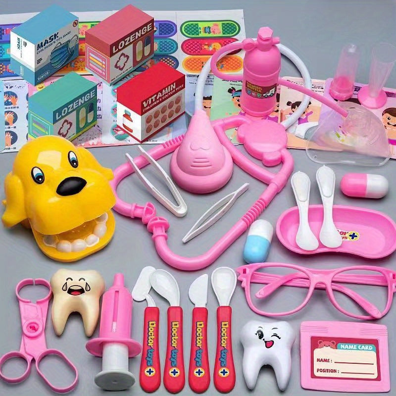 Doctor's Pretend Play Toys, Children's Doctor's Toy Set, Girls' Simulation Nurse's Stethoscope, Injection, Dental Pretend Play Baby Toys, As Halloween, Chrismas Gift (some Parts Are Randomly Colored)