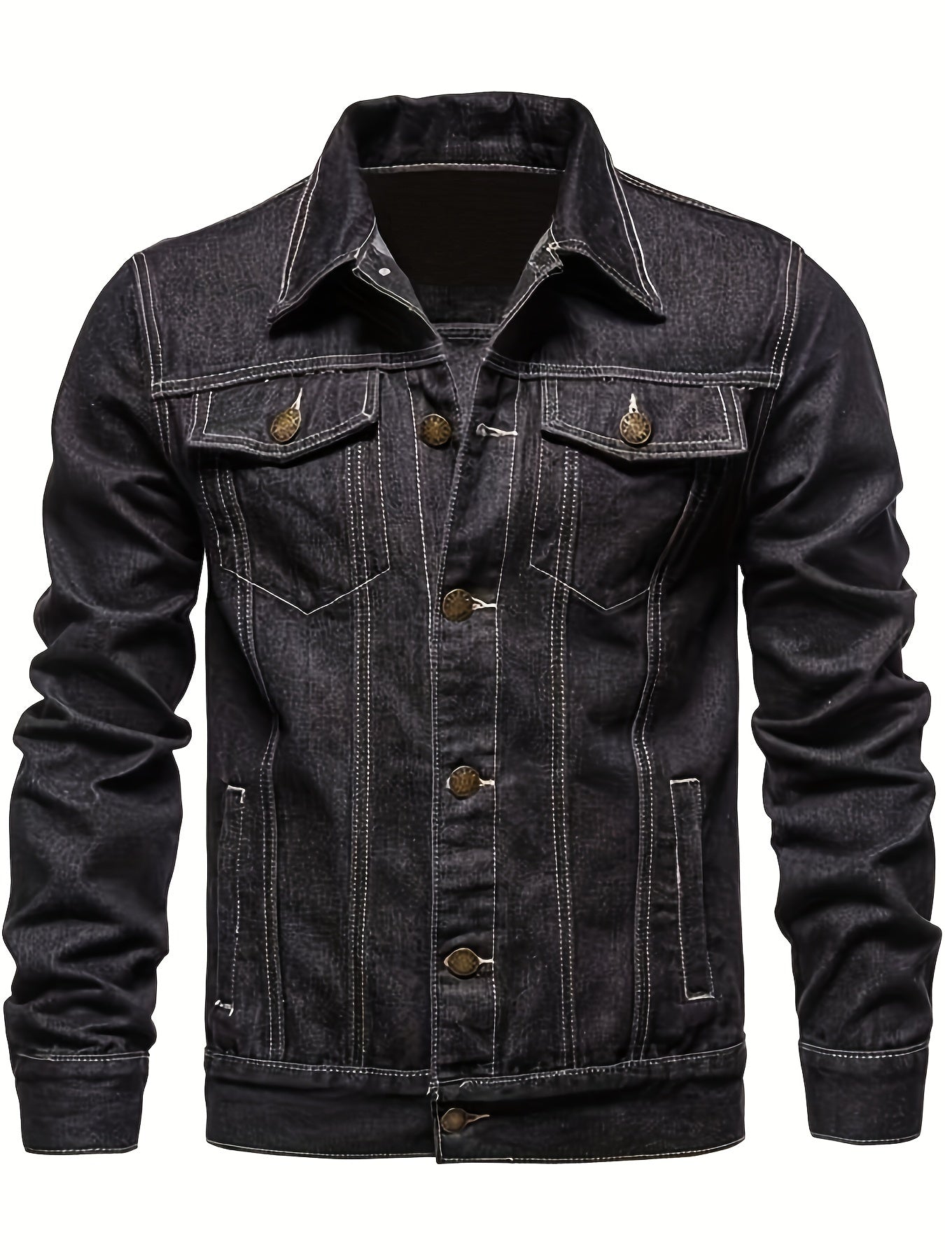 Men's Casual Denim Jacket, Street Style Button Up Jacket