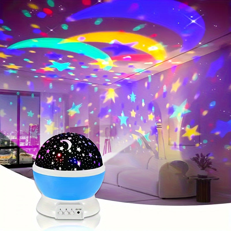 1pc Star Moon Night Light Projector - Starry Night Light For Bedroom Lamp Toys For Gifts Birthday, 360 Degrees Rotating Moon Star Projector, Colour Changing LED Night Light Lamps, Christmas Gifts