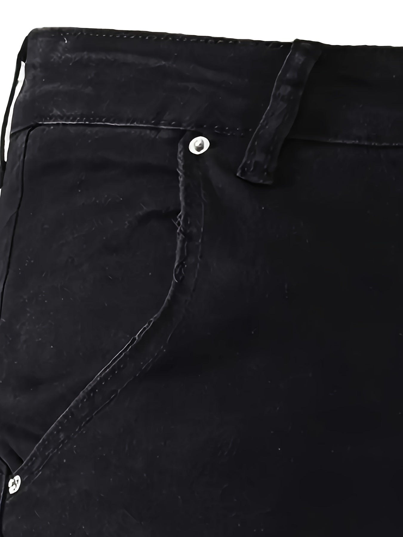 Men's Trendy Solid Cargo Denim Jeans With Side Pocket, Comfy Casual Slim Fit Trousers For Men's Outdoor Activities