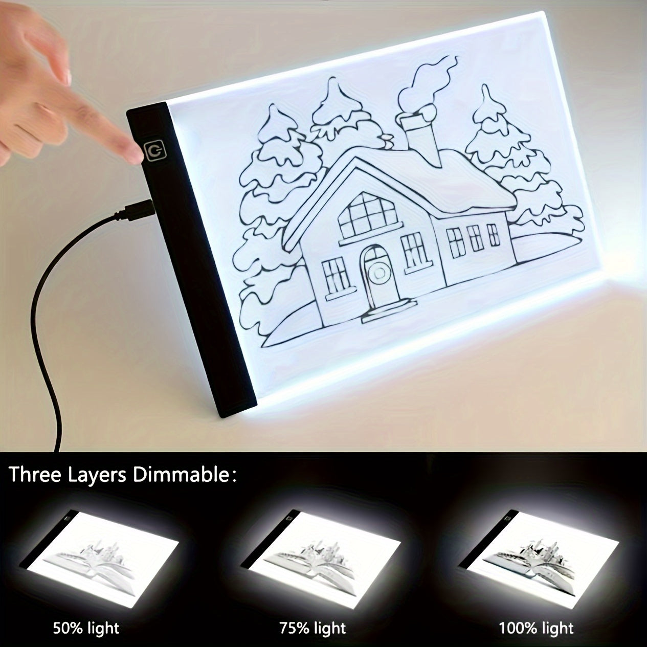 Led Drawing Copy Board Kids Toy To Draw, 3 Level Dimmable Painting Tablet A5 Size Light Pad, Children Learning Educational Game Christmas Halloween Thanksgiving Gifts