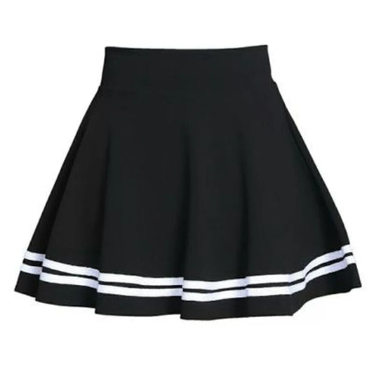 Women Skirt Elastic Faldas Ladies Midi Skirts Pleated Black Sexy Stripe Girl Mini Short School Skirts