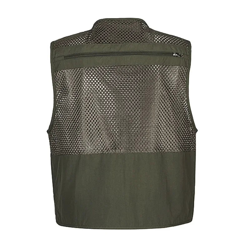 Unloading Men's Vest Tactical Webbed Gear Coat Summer Photographer Waistcoat Tool Many Pocket Mesh Work Sleeveless Jacket Male