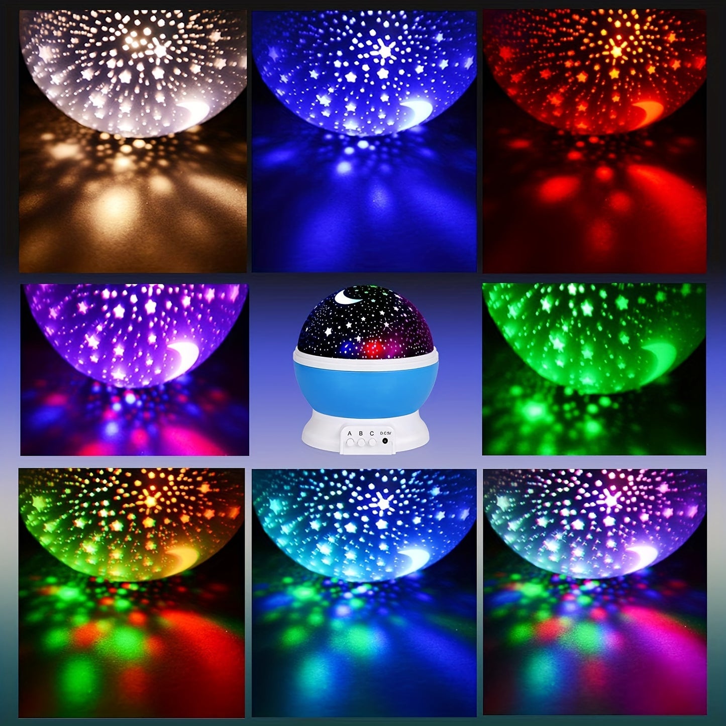 1pc Star Moon Night Light Projector - Starry Night Light For Bedroom Lamp Toys For Gifts Birthday, 360 Degrees Rotating Moon Star Projector, Colour Changing LED Night Light Lamps, Christmas Gifts