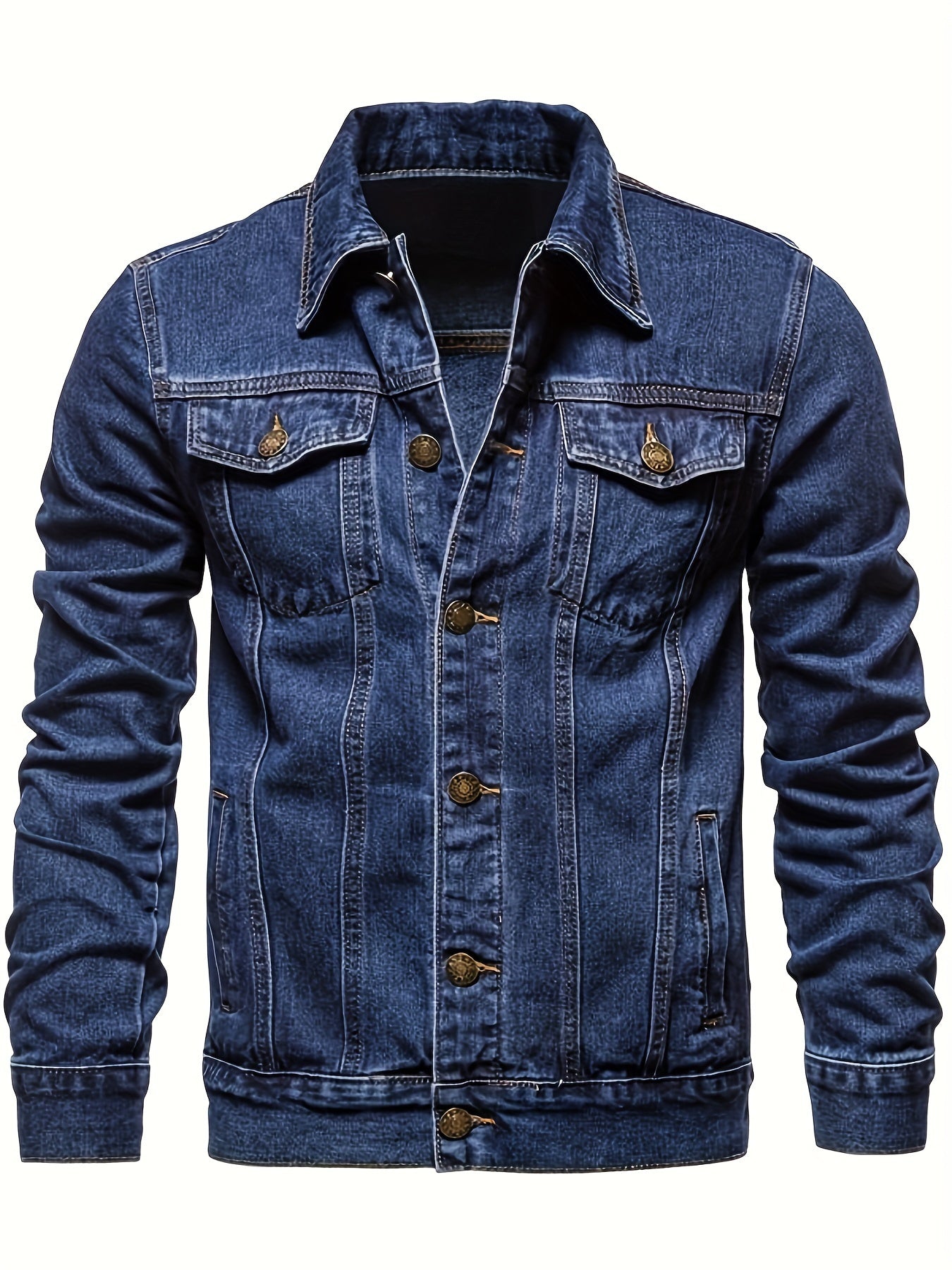 Men's Casual Denim Jacket, Street Style Button Up Jacket