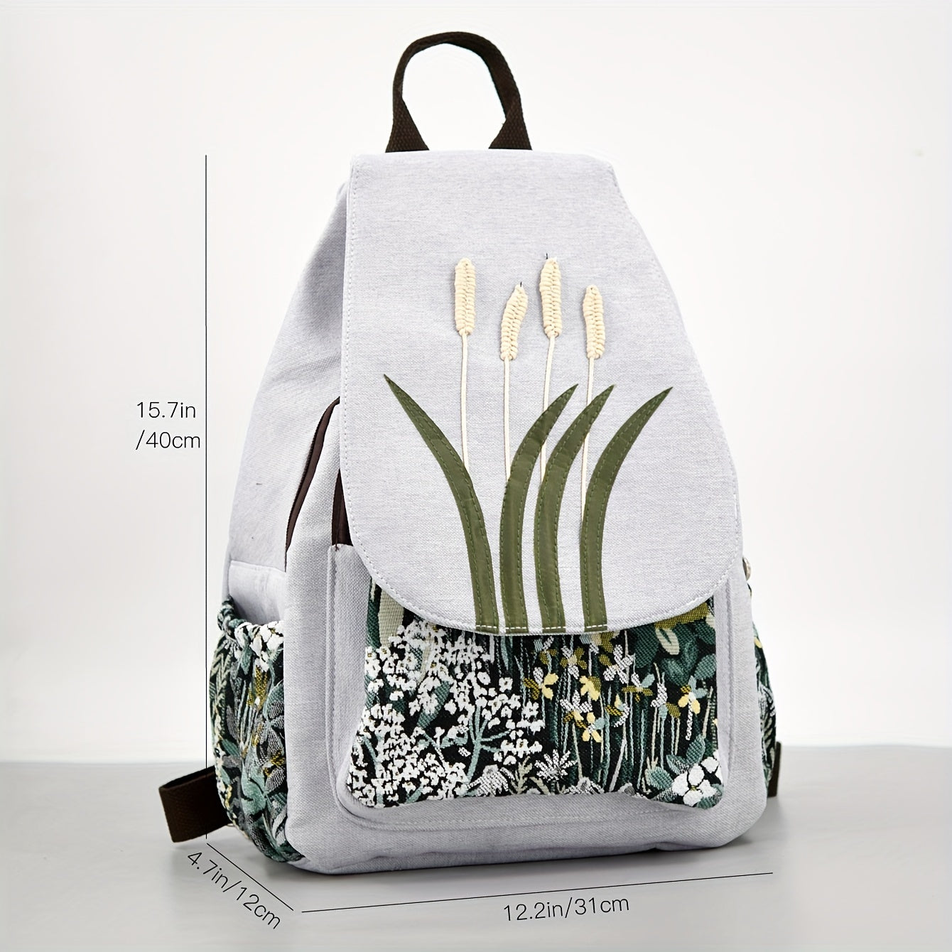 Vintage Floral Graphic Backpack, Ethnic Style Travel Daypack, Women's Casual Commute Knapsack